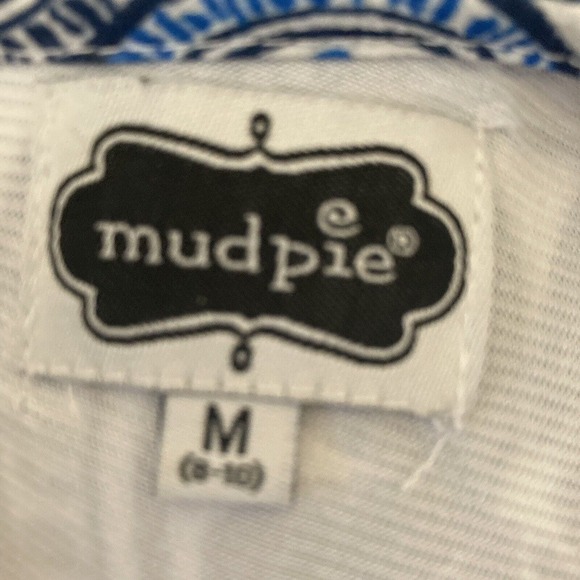 Mudpie Dress Womens Size Medium Blue White Mosaic Print Sleeveless Mini - Picture 10 of 13